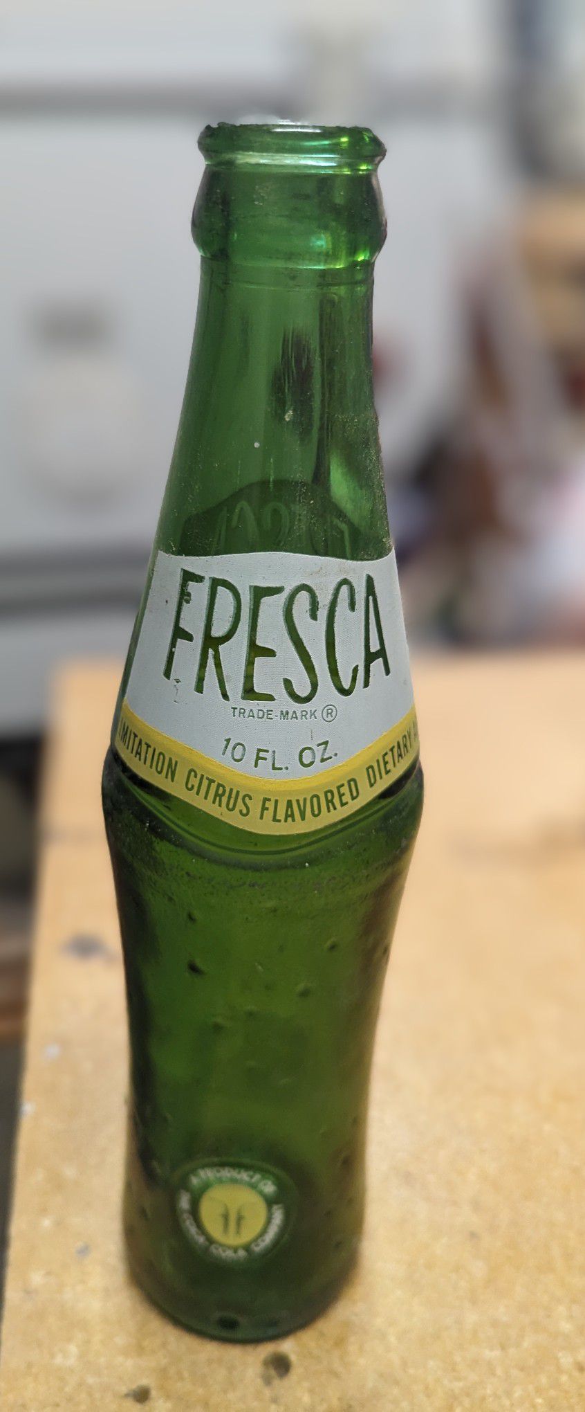 1967 Vintage Fresca Green Textured Glass 10 oz Soda Bottle - Coca Cola Co.