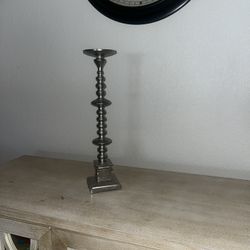 Elegant Candle Holder  18” Tall Heavy Silver Tone 