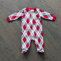 Faded Glory Baby Boy Footed Bodysuit Zip-Up, Red 3-6 Months
