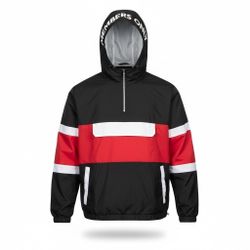 Members Only Half Zip Windbreaker Men M Light Jacket Red White Black Pullover
