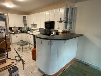 White Kitchen Cabinets with Dark Countertop