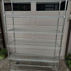 Super Heavy Duty NSF Solid Steel Wire Rack Storage Unit Wheels, 6-Tier Shelving, 48" W × 18" D