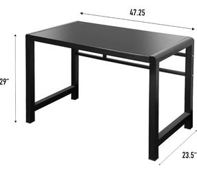 Professional Office Modern Computer Desk Strength Sturdy Surface Desk, Black Tempered Glass Top, Chair included