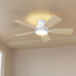 46 in.Indoor White Ceiling Fan with Dimmable 3-CCT Light and Bedroom Mood Light
