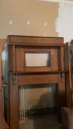 Antique tiger oak mantle