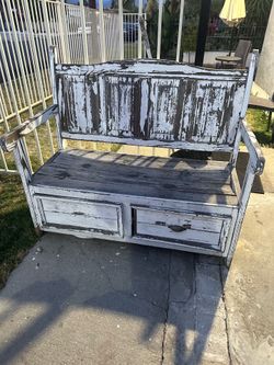 Distressed wooden bench