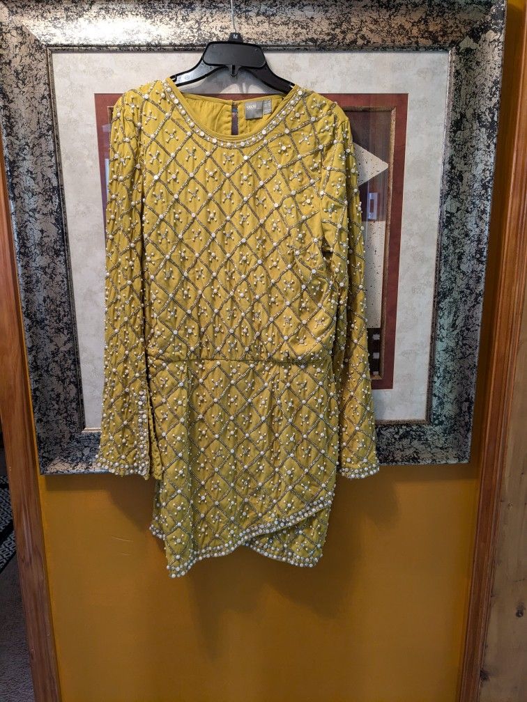 Cisnos Beaded Yellow Dress
