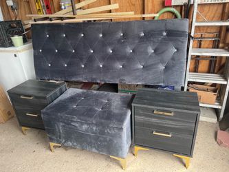 Full size headboard, chess, and night stand