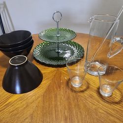 World Market Bowls, Glass Pitcher w/ glasses, large servings tray. tray.
