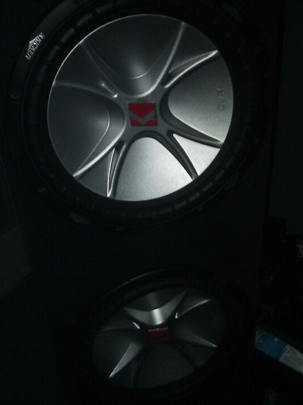 3 12 inch KICKERS COMPETITION CVR SUBS IN A SPEAKER BOX GREAT CONDITION WORK GREAT