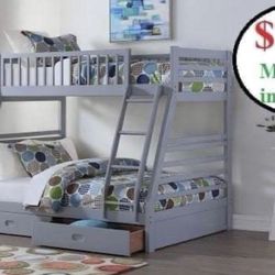 Bunk Bed With Storage + 2 Mattress Twin Full