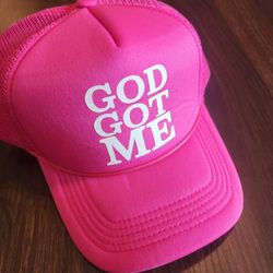 God Got Me Hat Pink Color Adjustable Back