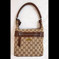 Auth Gucci Vanity GG Monogram Canvas Leather Brown Shoulder Handbag 2 Ways