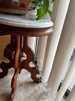 Victorian Style Marble Top Pedestal Side Table