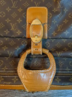 Vintage, Brown Louis-vuitton garment bag with leather strap