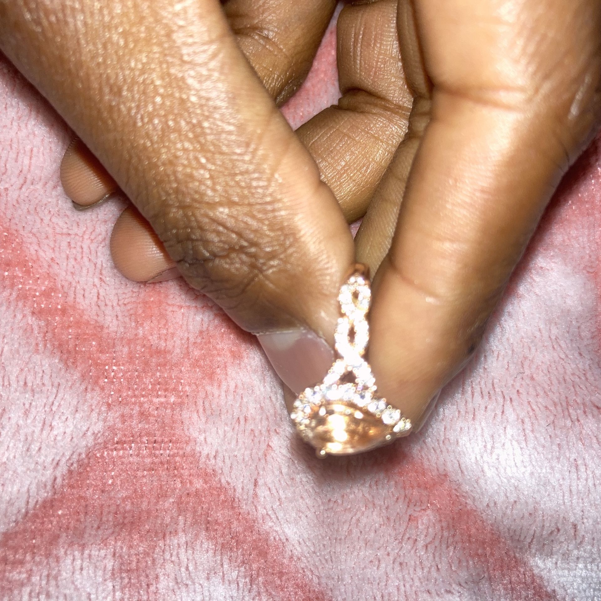 Neil Lane Morganite Engagement Ring 3/4 ct tw Pear & Round-cut 14K Rose Gold