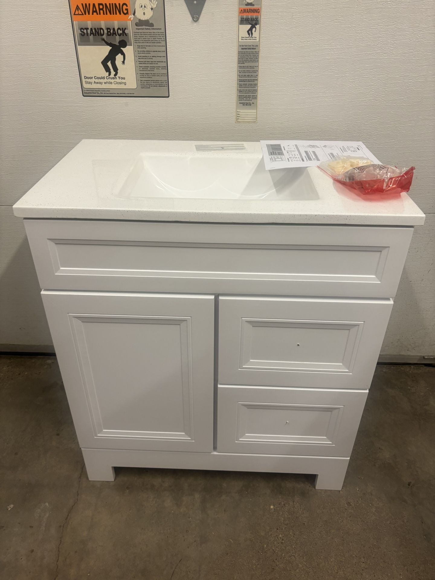 New 30” White Bath Vanity Cabinet with Top