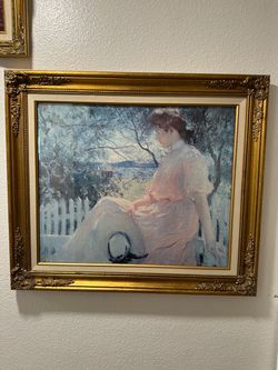 Vintage 1989 Windsor Art "ELEANOR" Large Gold Framed Print 32" x 26"