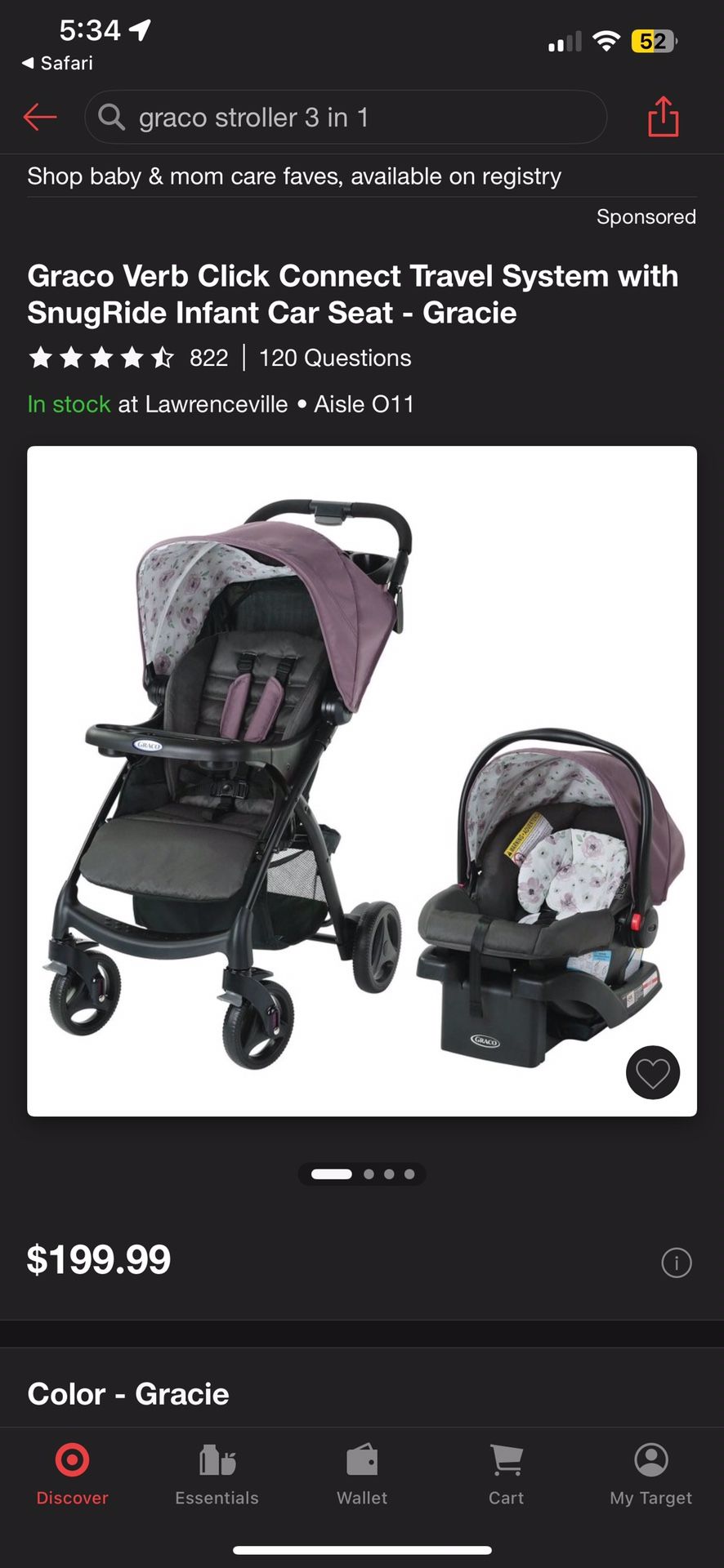 Graco Verb Click Connect Travel System With Snugride Infant Seat