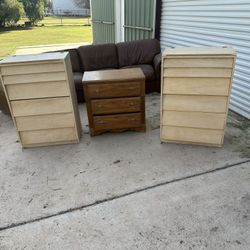 Bedside Table And Two Dressers With Mirrors Built In