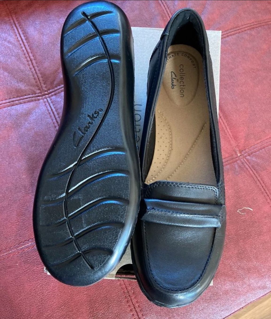 New! Women’s Clarks, Black Ashland Lilly Loafers . Size 8
