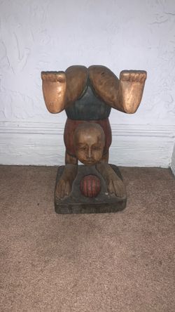 Medium Wood Carving Folk Art Floor Sculpture 
