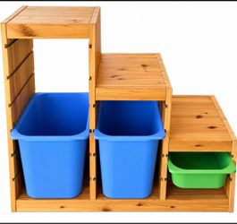 IKEA TROFAST Wooden Kids Toy Storage Organizer with Bins