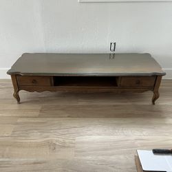 Coffee Table With Two Drawer / Glass Top