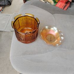 Vintage Princess House & Jeanette Marigold amber carnival glass