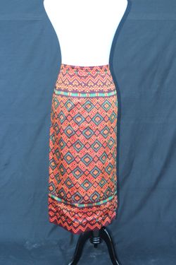 1980s Silk Tribal Design Wrap Skirt