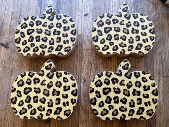 Leopard Print Wooden Pumpkin Decor Set of 4 $10
