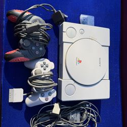 Vintage Play Station 1 2 Remotes 1 Memory Card 