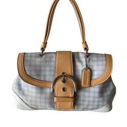 COACH EUC SOHO Y2K Plaid Tan and Cream Handbag 1822