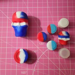 Red/White/Blue 2pc + 6 Freebie Wax/Dab/Oil Silicone Storage Containers 