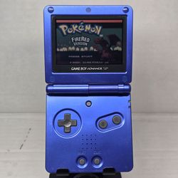 Nintendo Game Boy Advance SP AGS-001 Cobalt Blue w/ Pokémon FireRed Tested