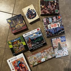 Jigsaw Puzzle Lot Of 9