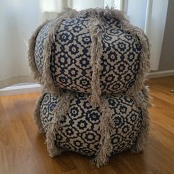 2 Large Boho Poufs 