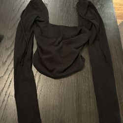 Black long sleeve top crop top size xxs 