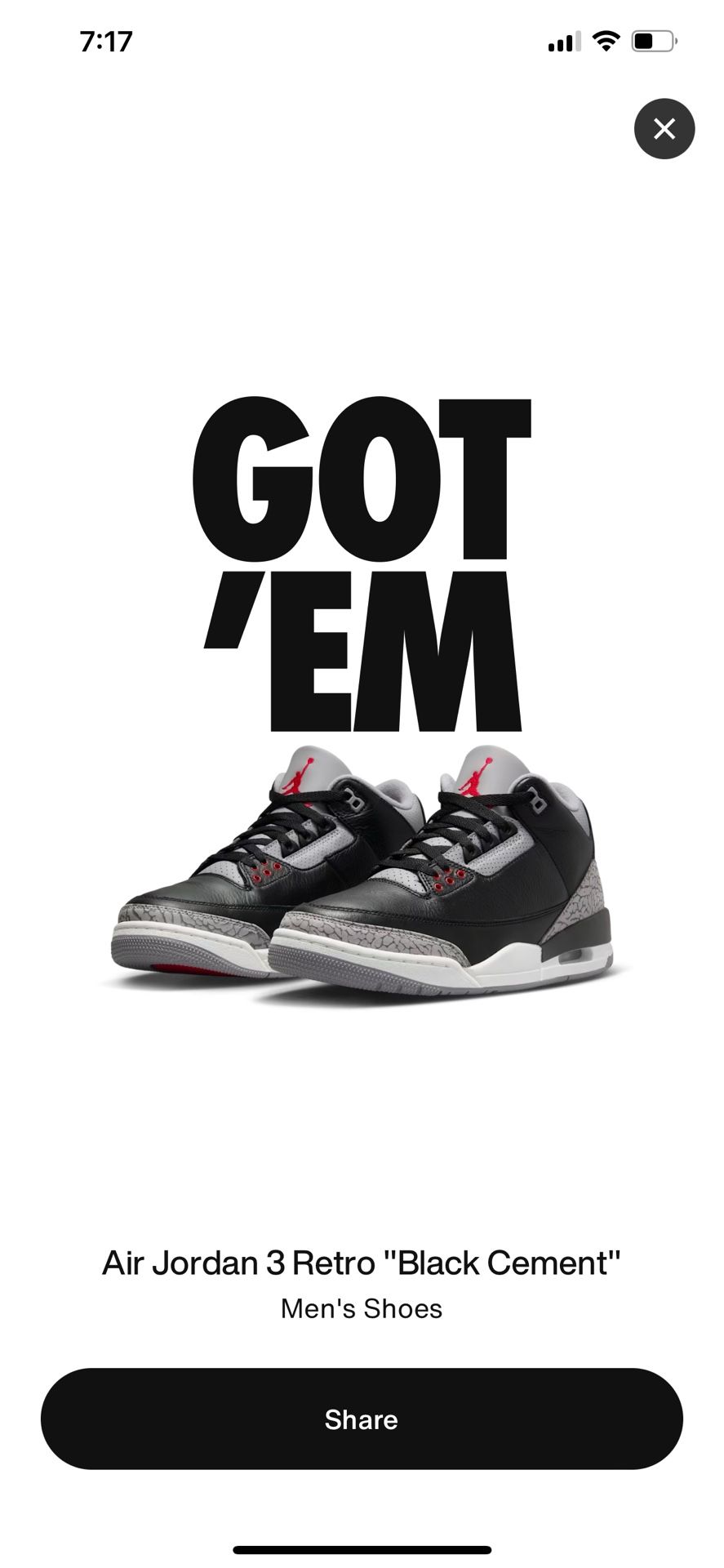 Air Jordan Retro 3 "Black Cement