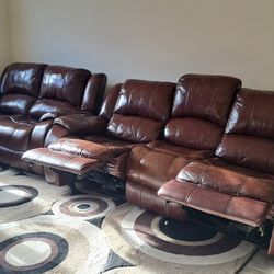 leather reclining sofa with loveseat
