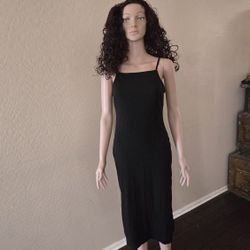 Say What? Black Ribbed Knit Midi Cami Dress (Size M)