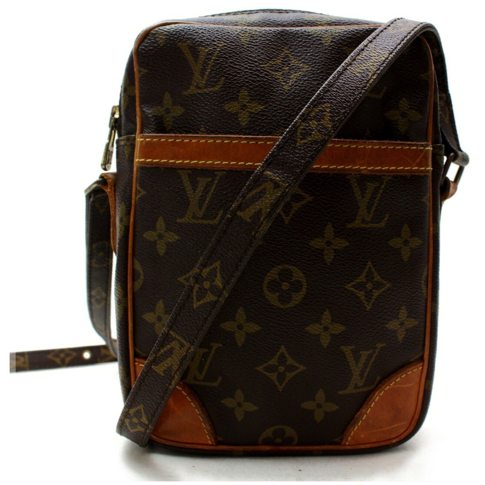 Authentic Louis Vuitton Danube M45266 Brown Monogram Shoulder Bag 11385