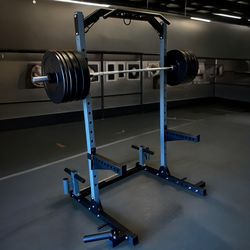 Brand New Squat Rack Power Cage + 260 Lb Olympic Bumper Weight Plate Set + Barbell , Home Gym Equipment   **FREE DELIVERY**