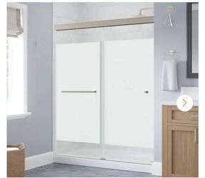 ☀️#6137 Portwood 52 to 60 in. W x 70-1/4 in. H Semi-Frameless Sliding Shower Door in Nickel with 1/4