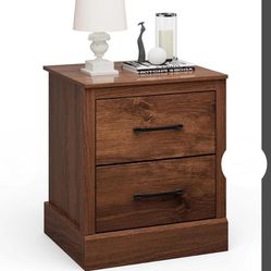 Giantex Farmhouse Nightstand, 2-Drawer Table