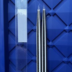 Halloween Striped LED Taper Flameless Candles Black And White 