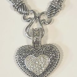 Heart Rhinestone Cluster  Necklace 