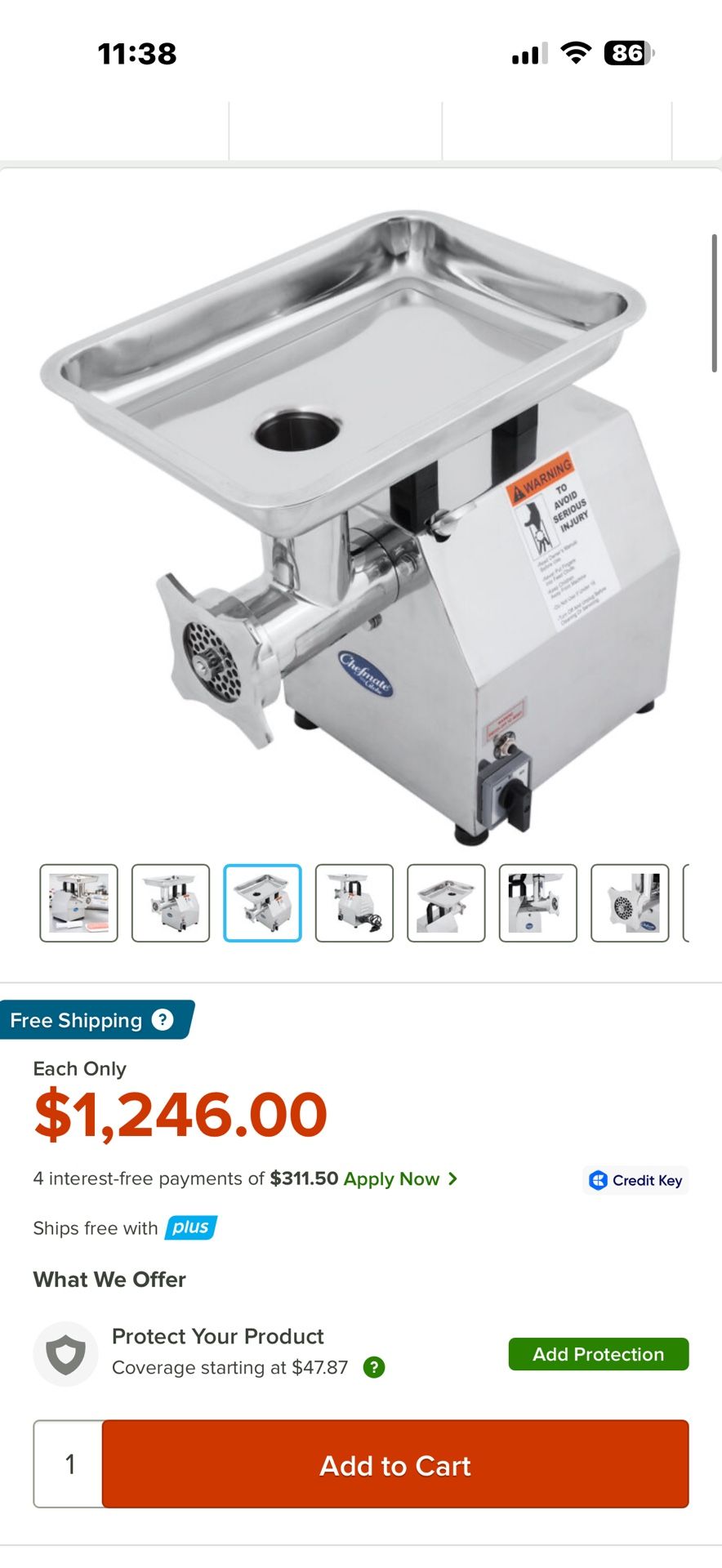 Globe CM12 Chefmate #12 250 lb. Meat Grinder