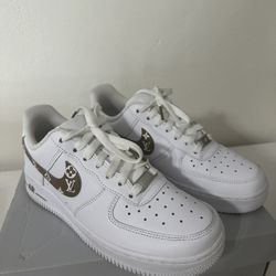 Women’s Size 7 Air Force 1 with custom Louis Vuitton swoosh 