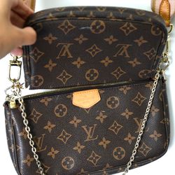 Louis Vuitton Multi Pochette Accessoires Shoulder Bag Brown Canvas Womens